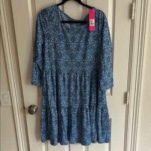 Lilly Pulitzer Geanna 3/4 Blue Patterned Dress